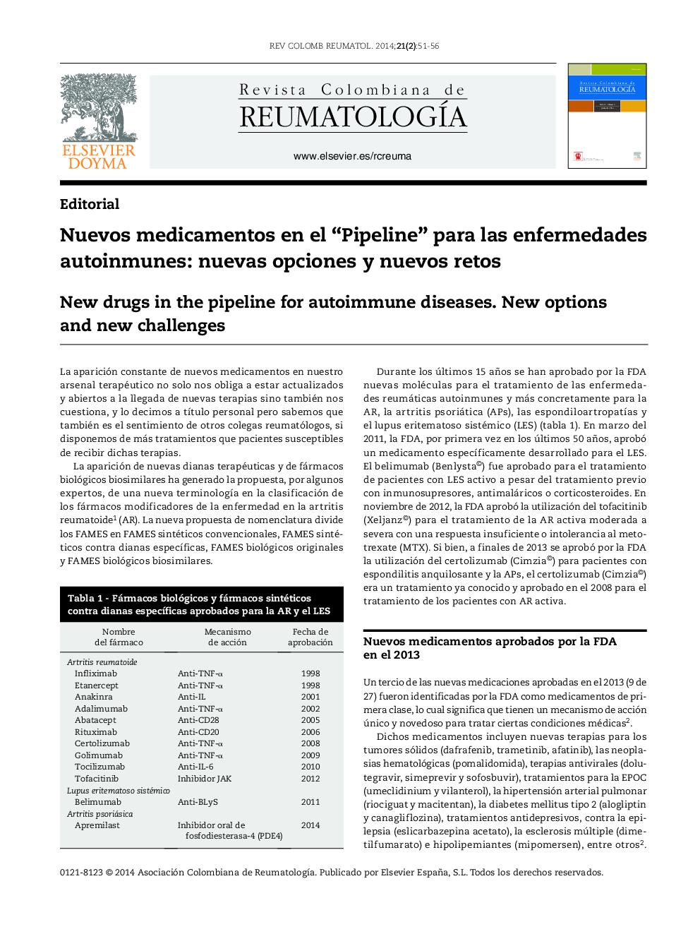 Nuevos medicamentos en el “Pipeline” para las enfermedades autoinmunes: nuevas opciones y nuevos retos