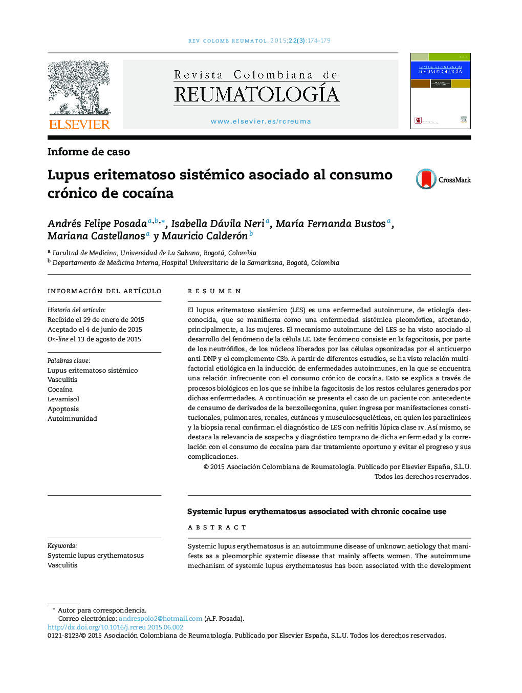 Lupus eritematoso sistémico asociado al consumo crónico de cocaína