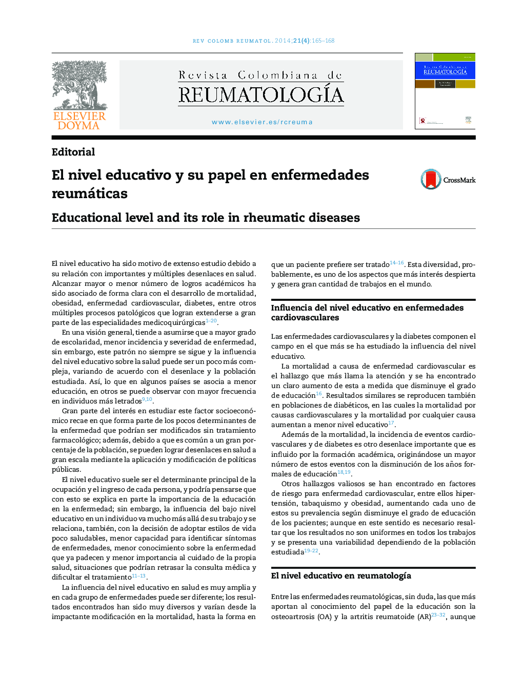 El nivel educativo y su papel en enfermedades reumáticas