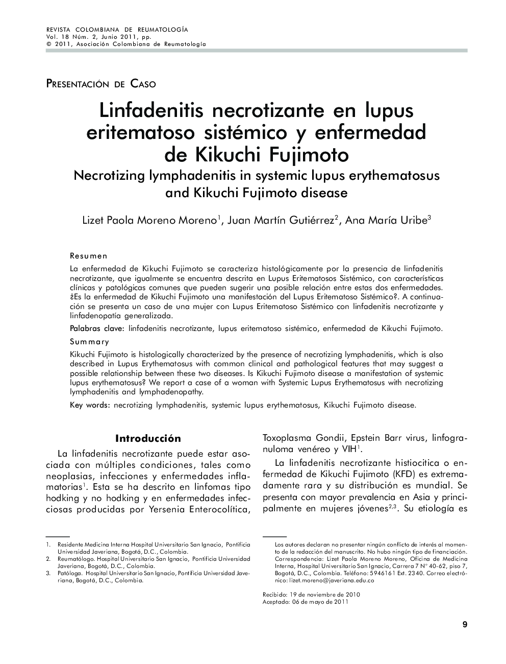 Linfadenitis necrotizante en lupus eritematoso sistémico y enfermedad de Kikuchi Fujimoto