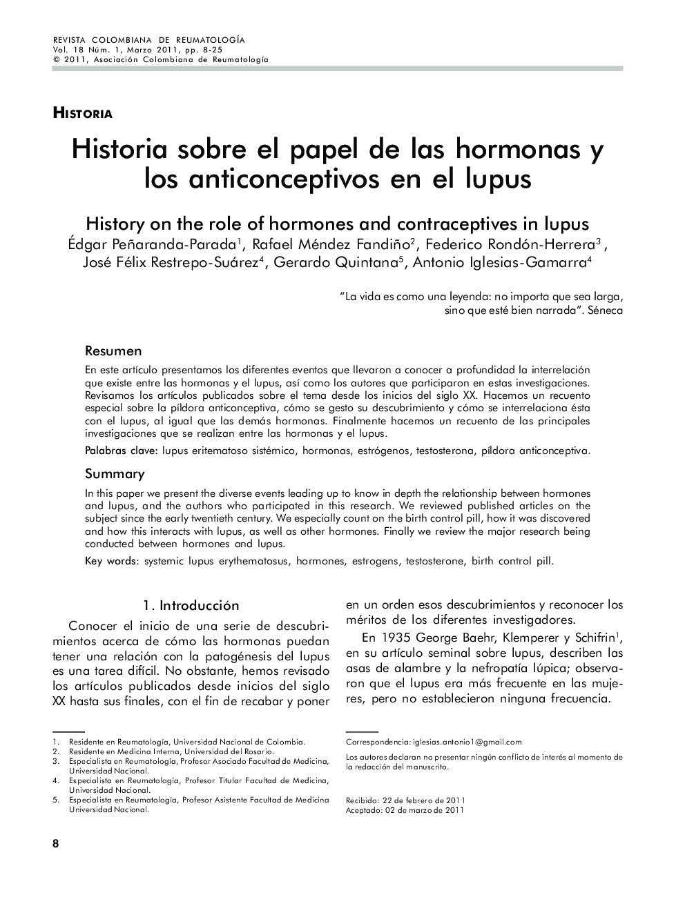 Historia sobre el papel de las hormonas y los anticonceptivos en el lupus