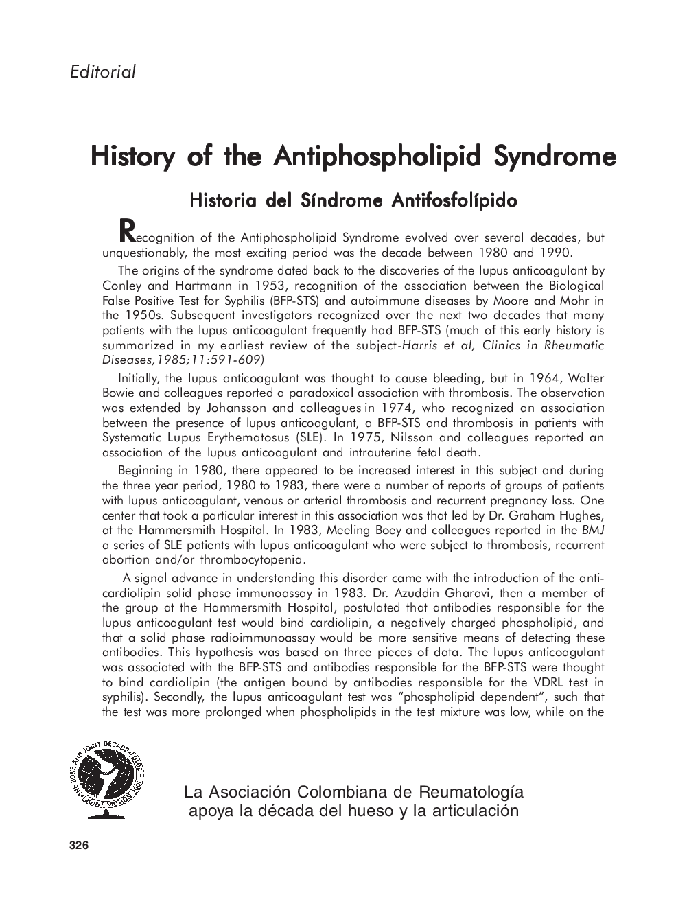 History of the Antiphospholipid Syndrome