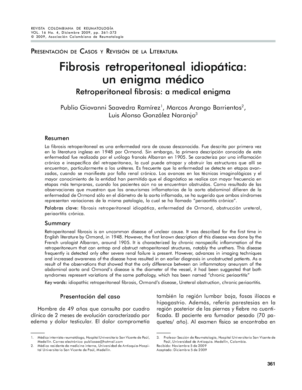 Fibrosis retroperitoneal idiopática: un enigma médico