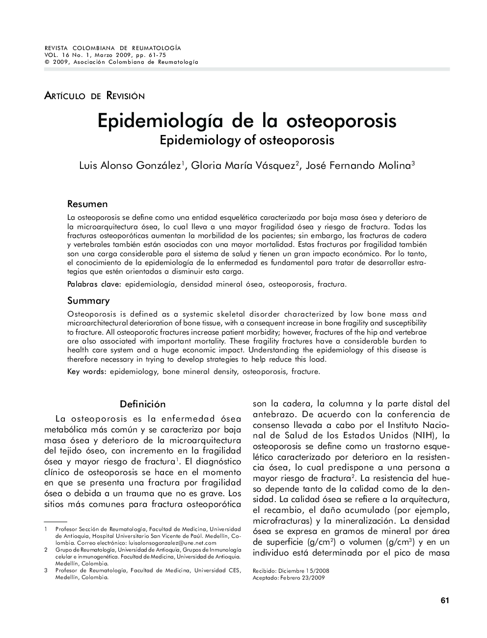 Epidemiología de la osteoporosis