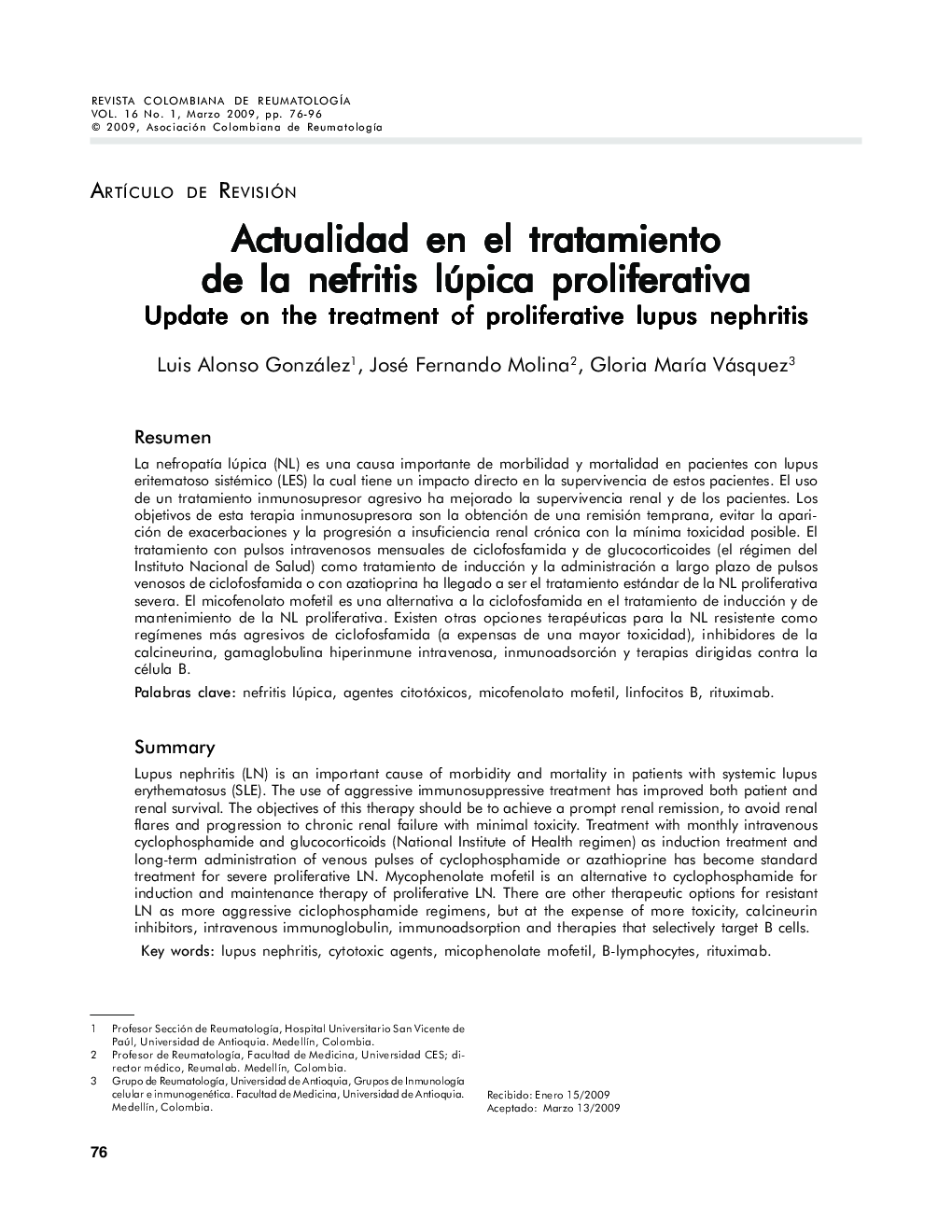 Actualidad en el tratamiento de la nefritis lúpica proliferativa