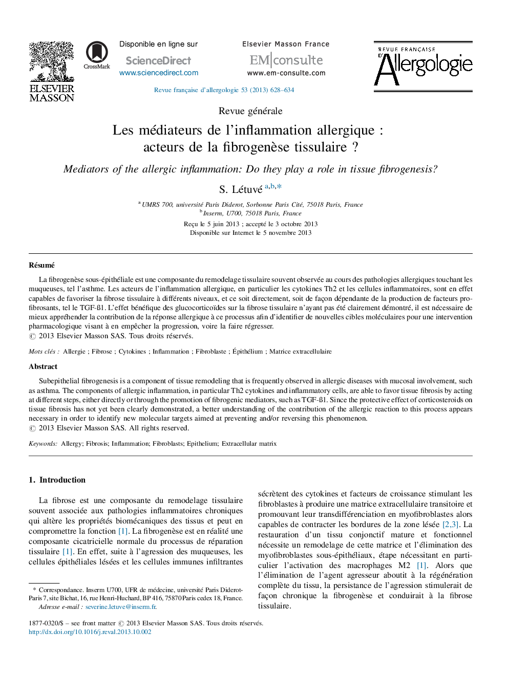 Les médiateurs de l’inflammation allergique : acteurs de la fibrogenèse tissulaire ?