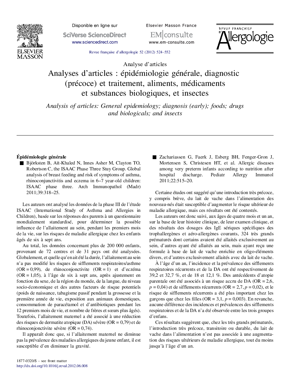 Analyses d'articlesÂ : épidémiologie générale, diagnostic (précoce) et traitement, aliments, médicaments et substances biologiques, et insectes