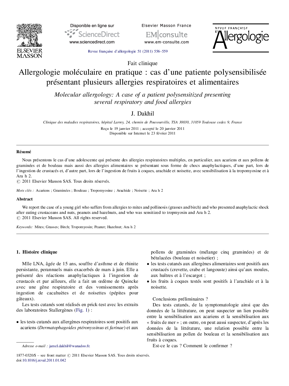 Allergologie moléculaire en pratique : cas d’une patiente polysensibilisée présentant plusieurs allergies respiratoires et alimentaires