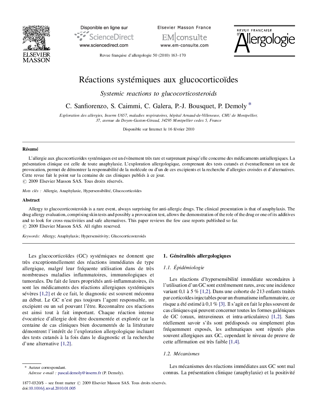 Réactions systémiques aux glucocorticoïdes