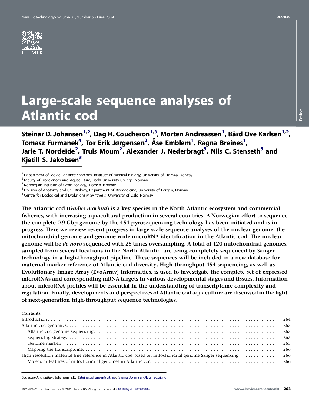 Large-scale sequence analyses of Atlantic cod