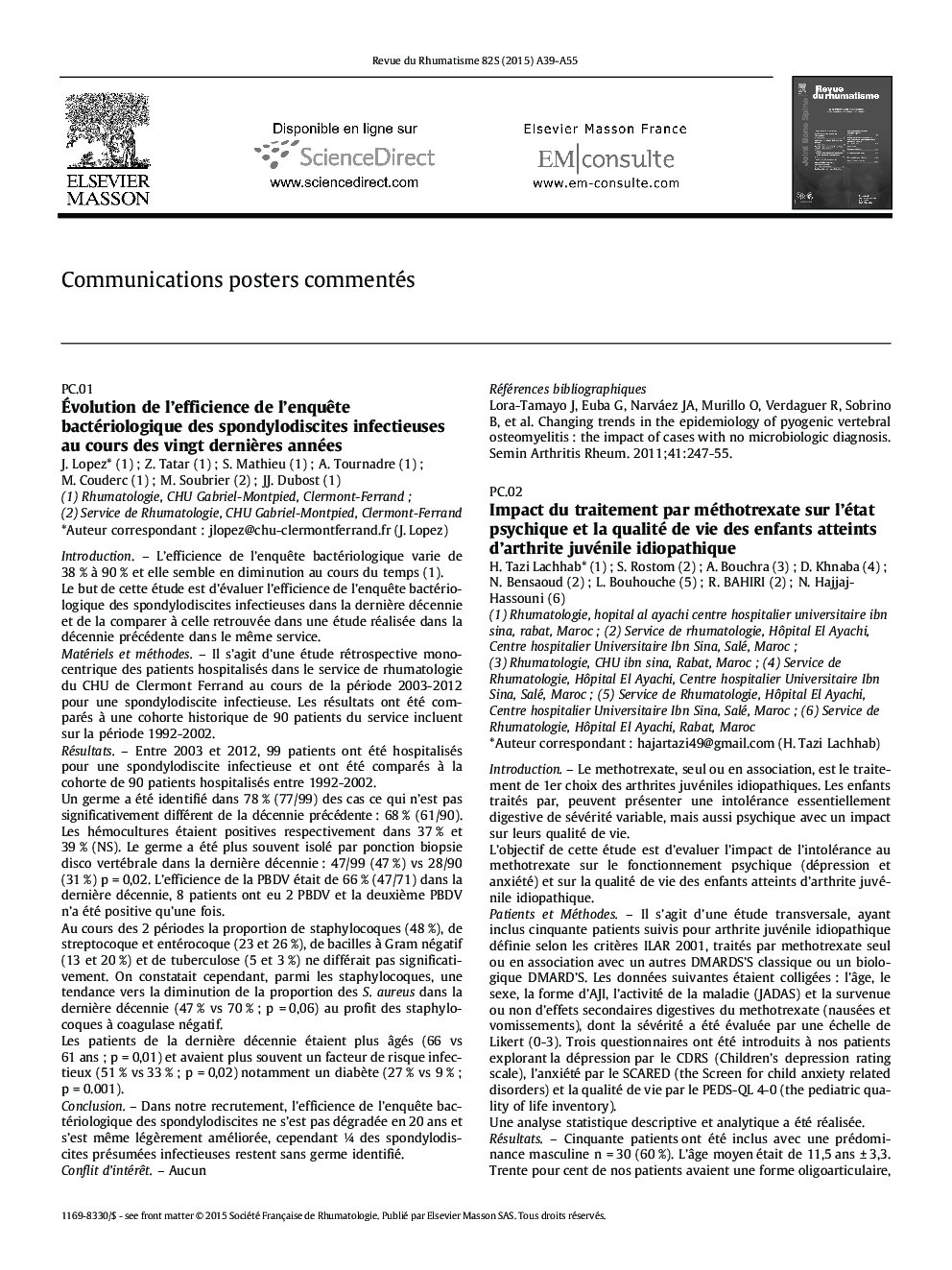 Communications posters commentés