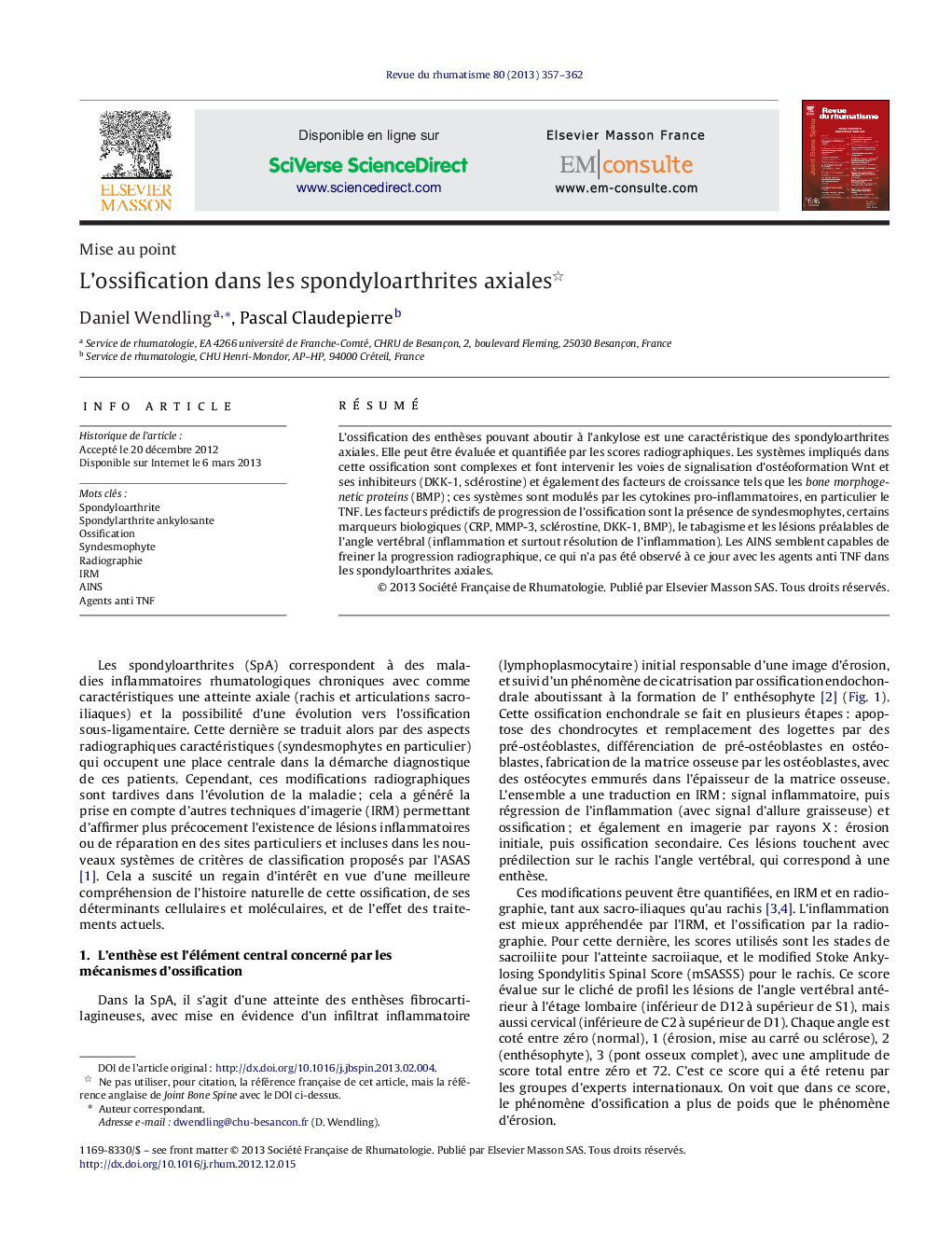 L'ossification dans les spondyloarthrites axiales