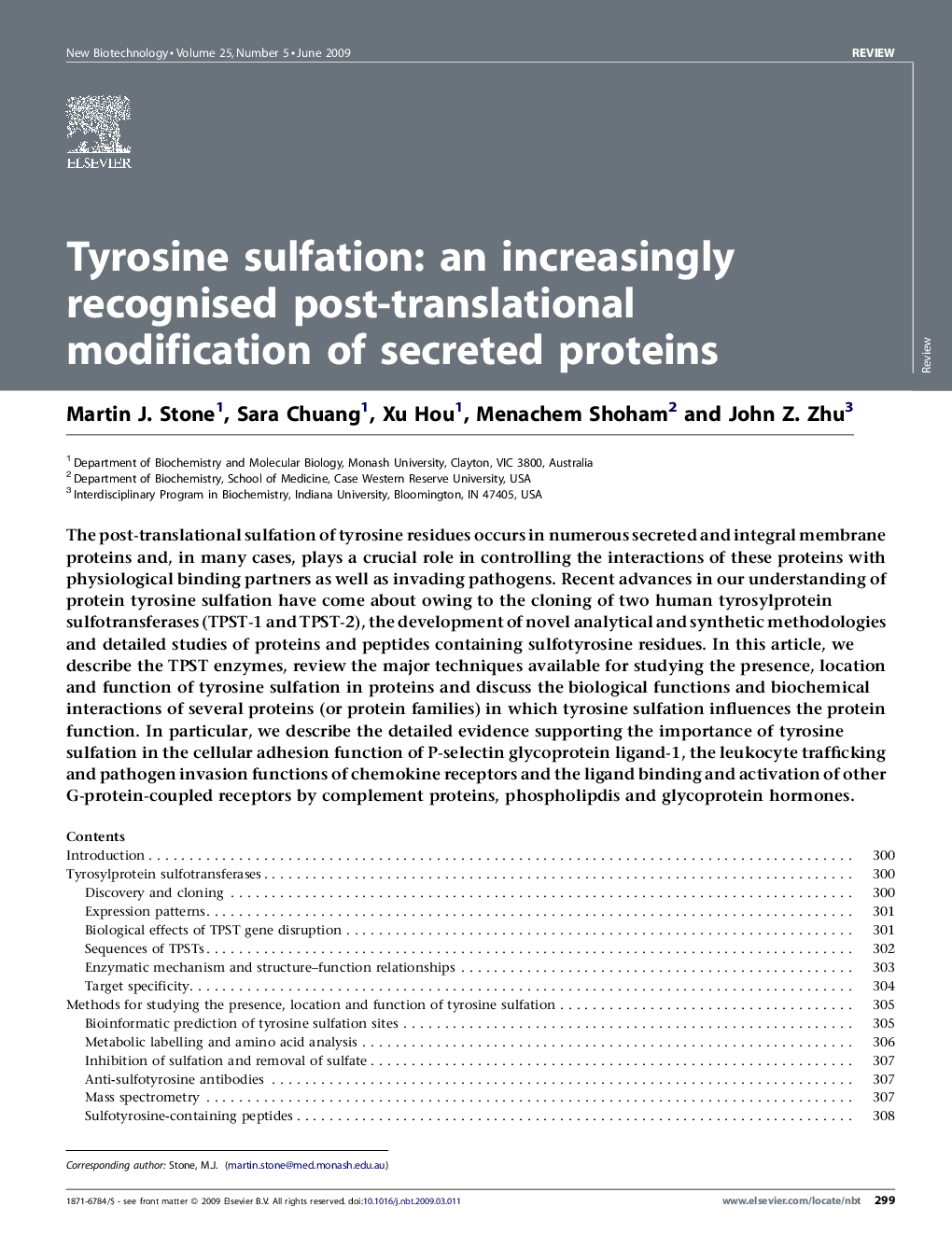 عکس صفحه اول مقاله: Tyrosine sulfation: an increasingly recognised post-translational modification of secreted proteins Tyrosine sulfation: an increasingly recognised post-translational modification of secreted proteins