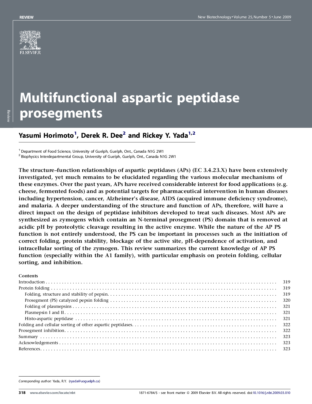 Multifunctional aspartic peptidase prosegments