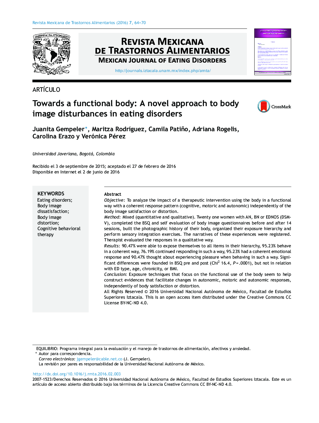 Towards a functional body: A novel approach to body image disturbances in eating disorders 