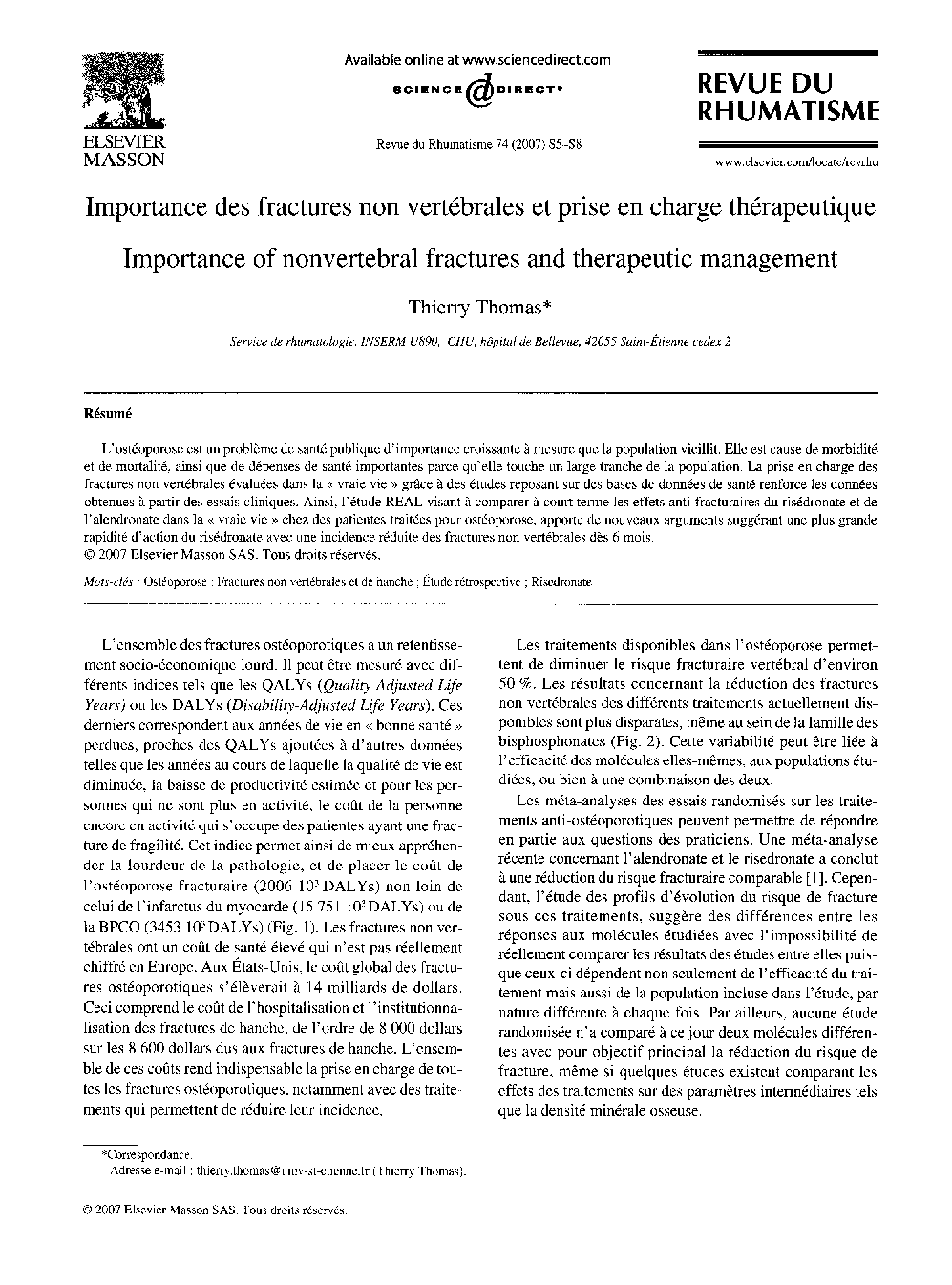 Importance des fractures non vertébrales et prise en charge thérapeutique