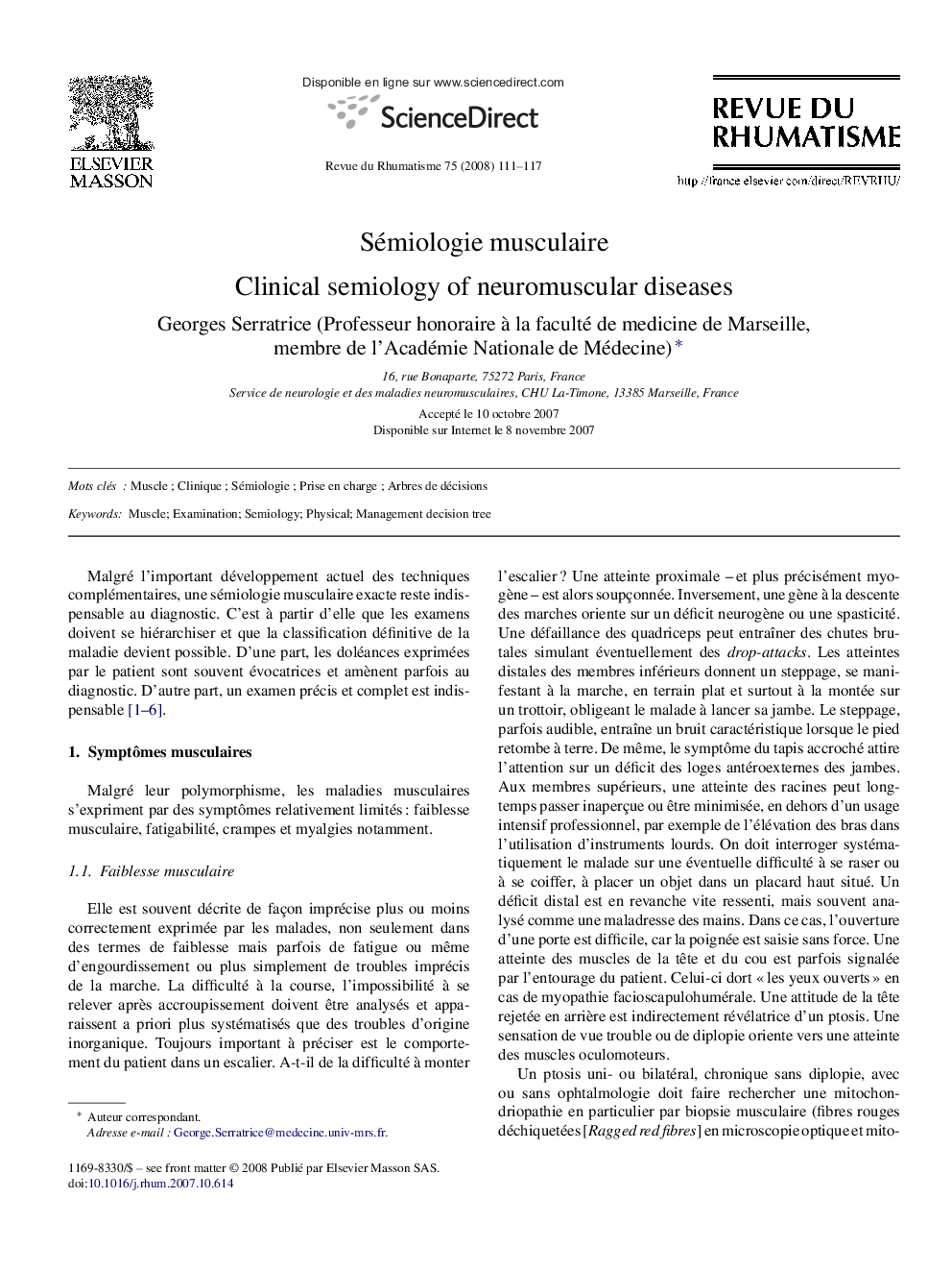 Sémiologie musculaire