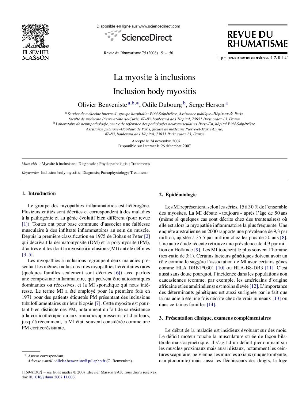 La myosite Ã  inclusions