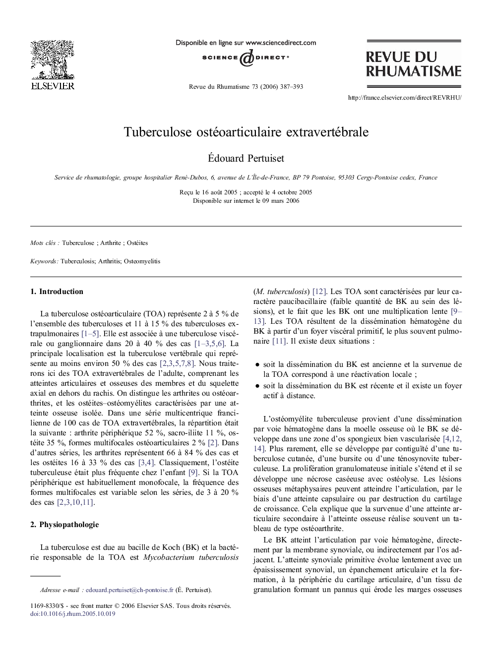 Tuberculose ostéoarticulaire extravertébrale