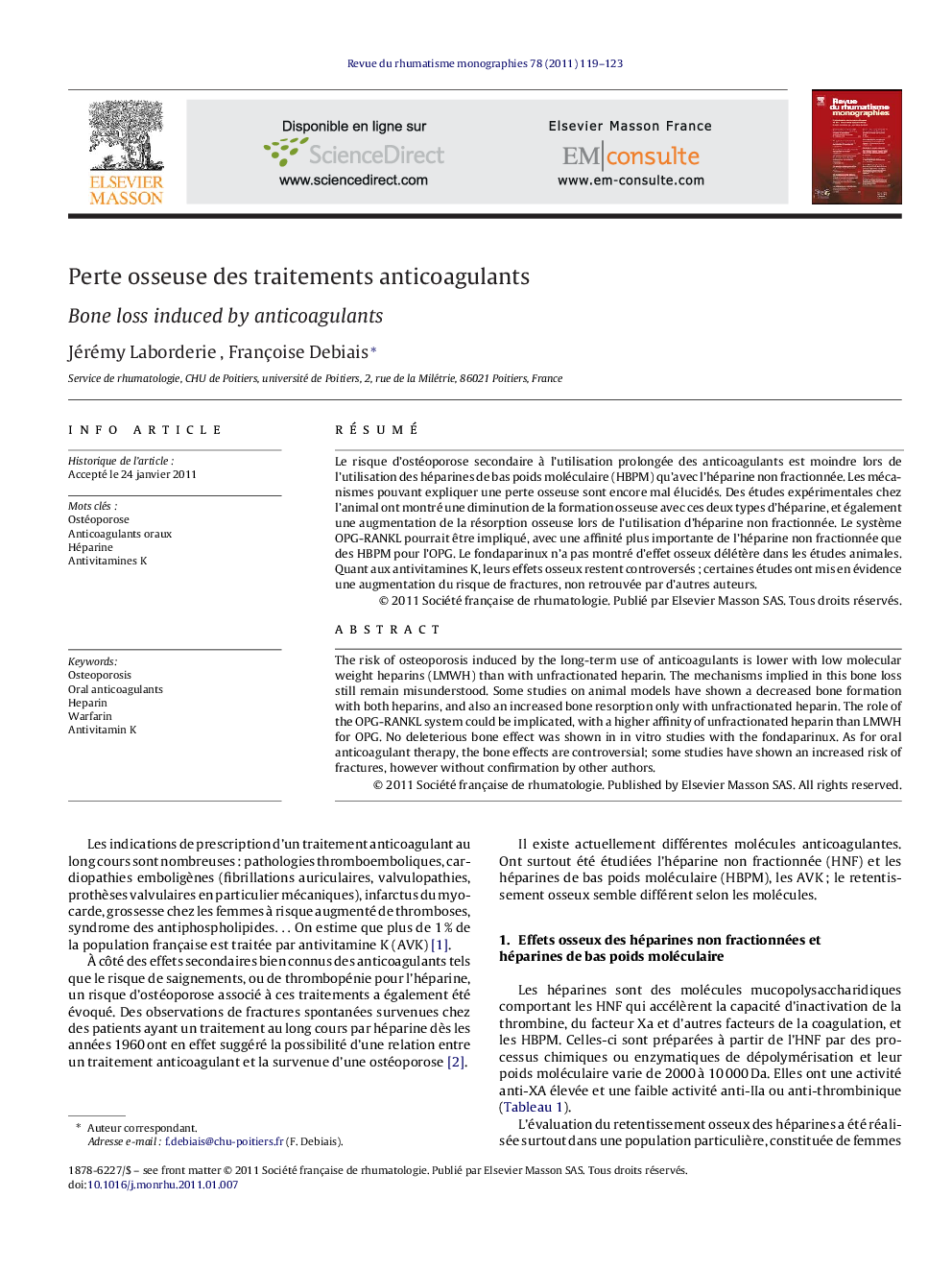 Perte osseuse des traitements anticoagulants