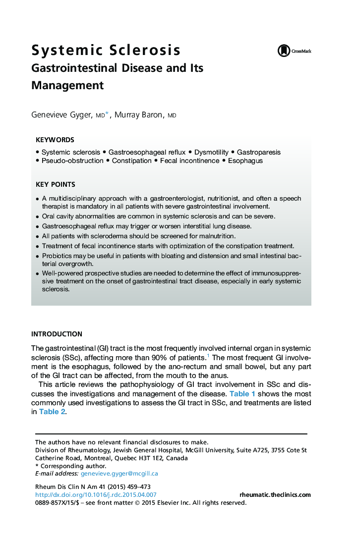 Systemic Sclerosis