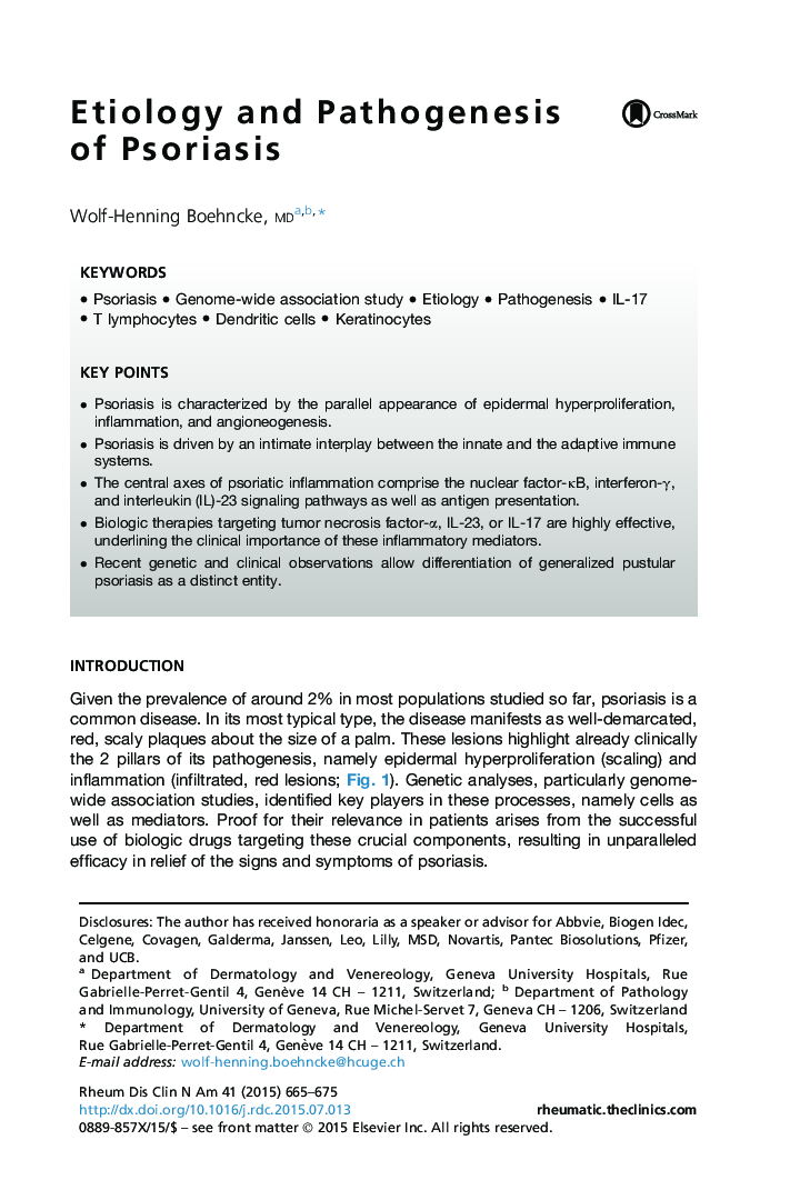 Etiology and Pathogenesis of Psoriasis