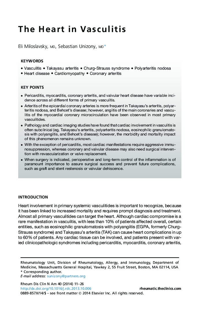 The Heart in Vasculitis