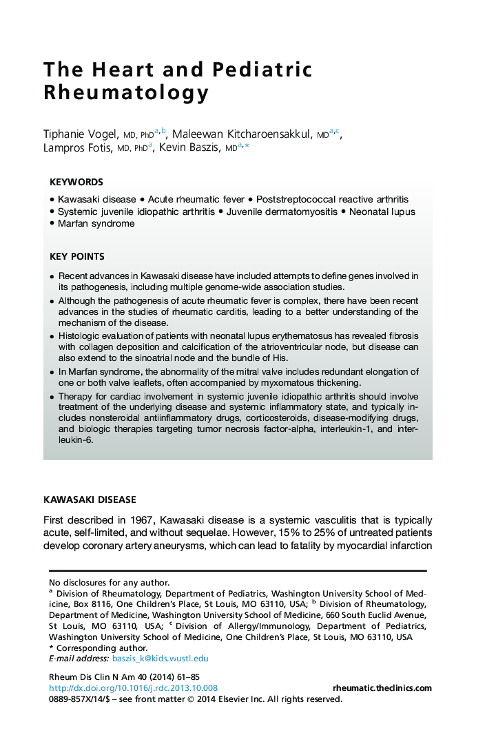 The Heart and Pediatric Rheumatology