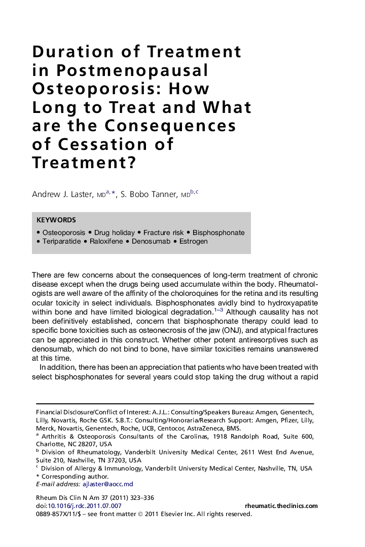 Duration of Treatment in Postmenopausal Osteoporosis: How Long to Treat and What are the Consequences of Cessation of Treatment?