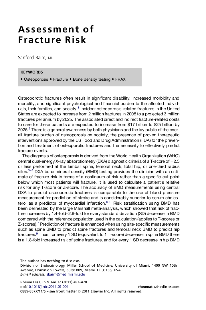 Assessment of Fracture Risk