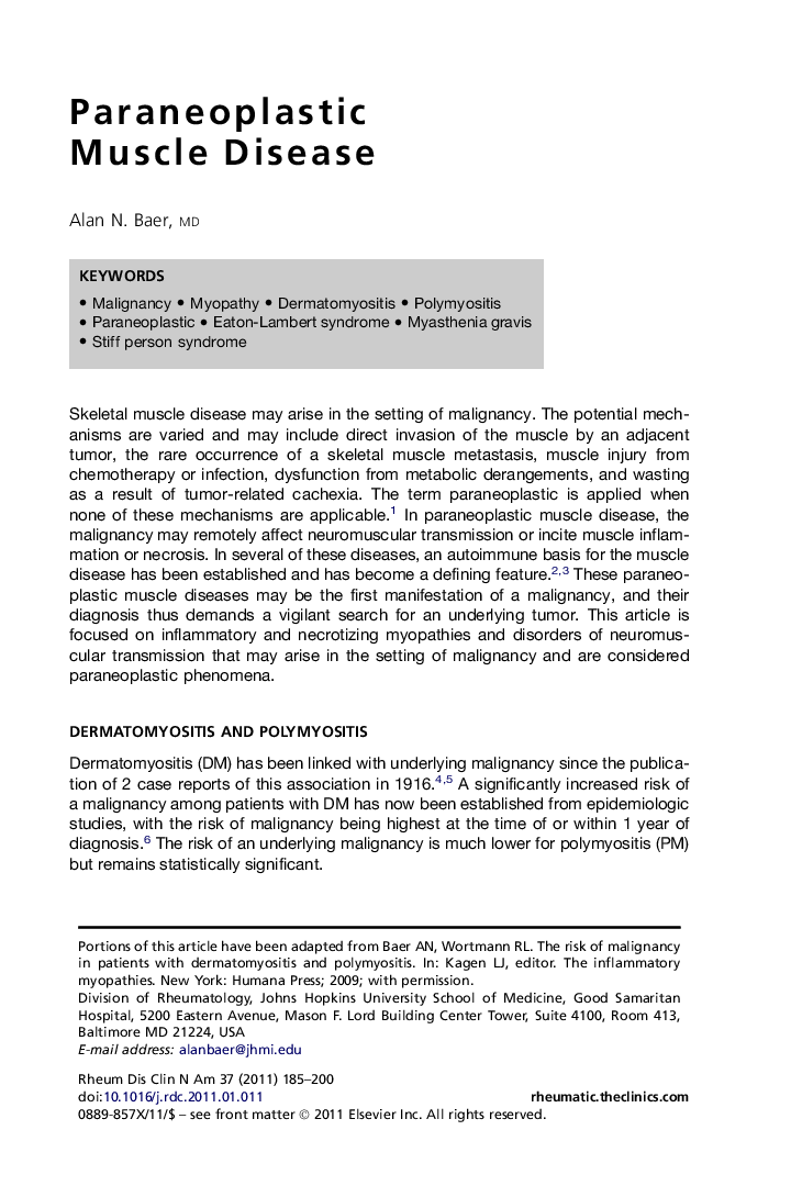 Paraneoplastic Muscle Disease