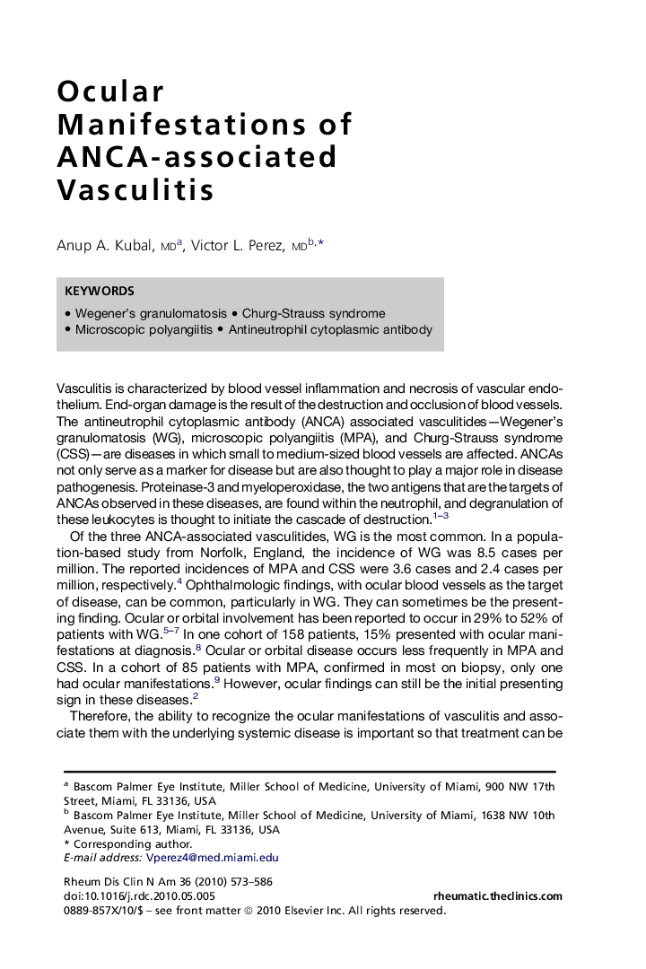 Ocular Manifestations of ANCA-associated Vasculitis