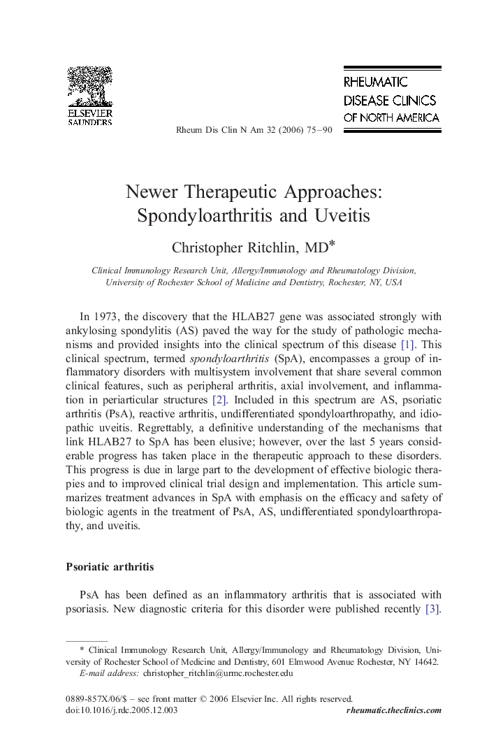 Newer Therapeutic Approaches: Spondyloarthritis and Uveitis