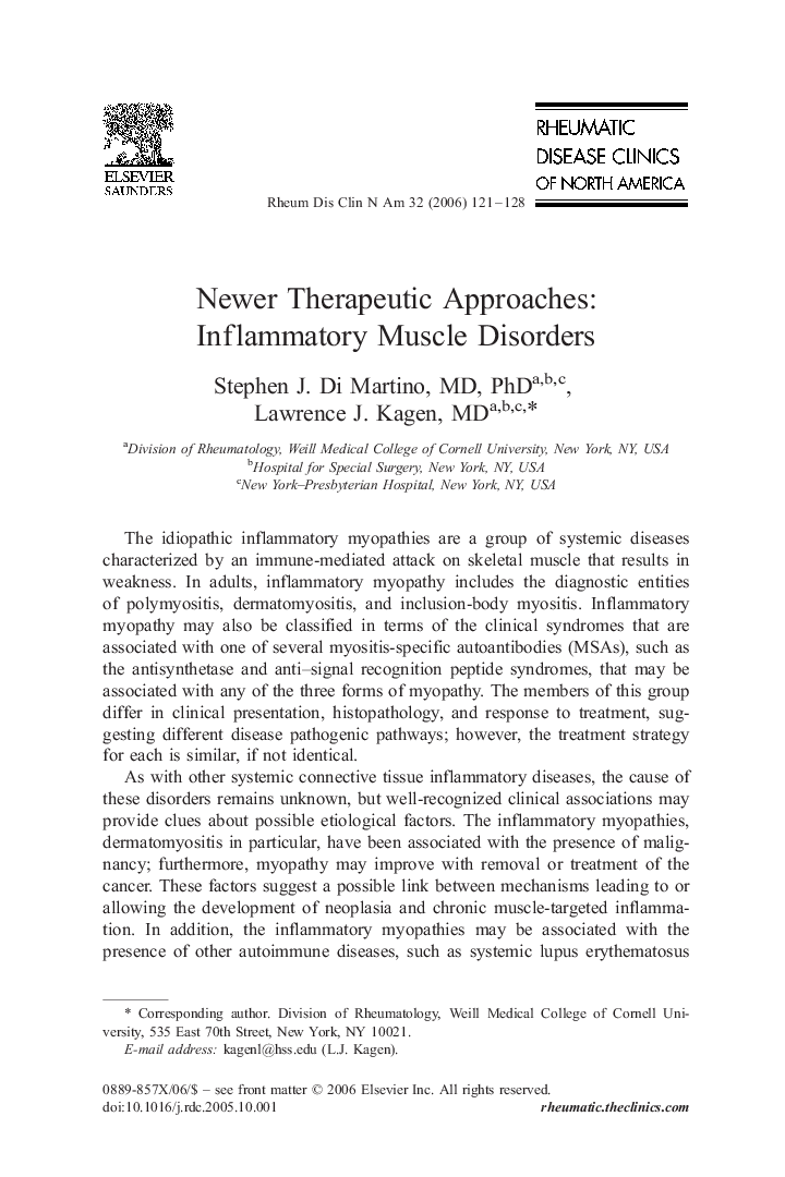 Newer Therapeutic Approaches: Inflammatory Muscle Disorders