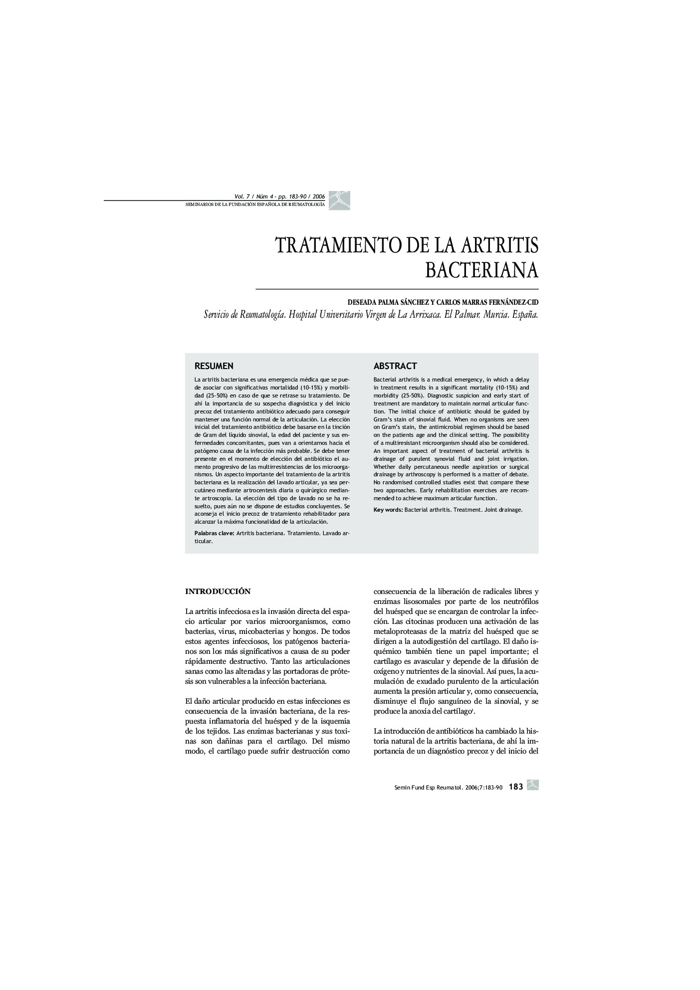 Tratamiento de la artritis bacteriana