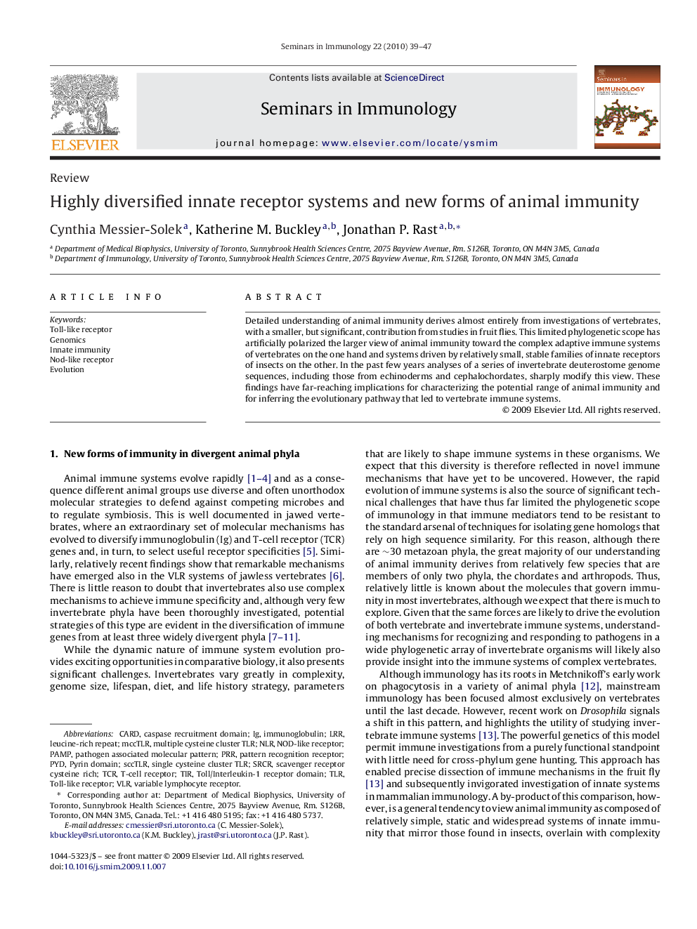 Highly diversified innate receptor systems and new forms of animal immunity