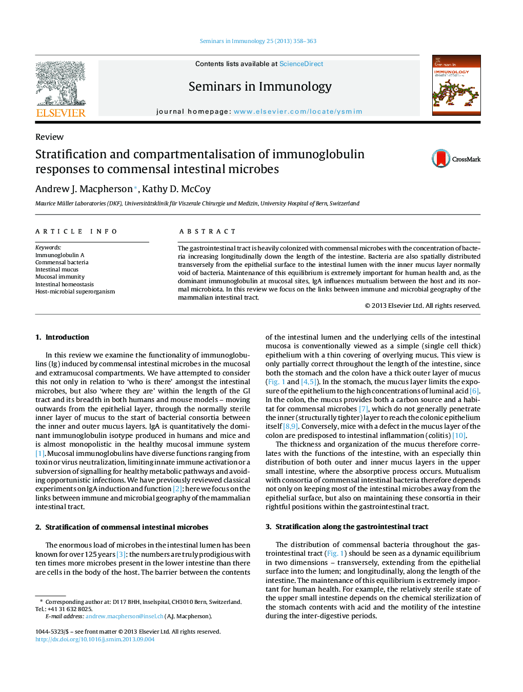 Stratification and compartmentalisation of immunoglobulin responses to commensal intestinal microbes