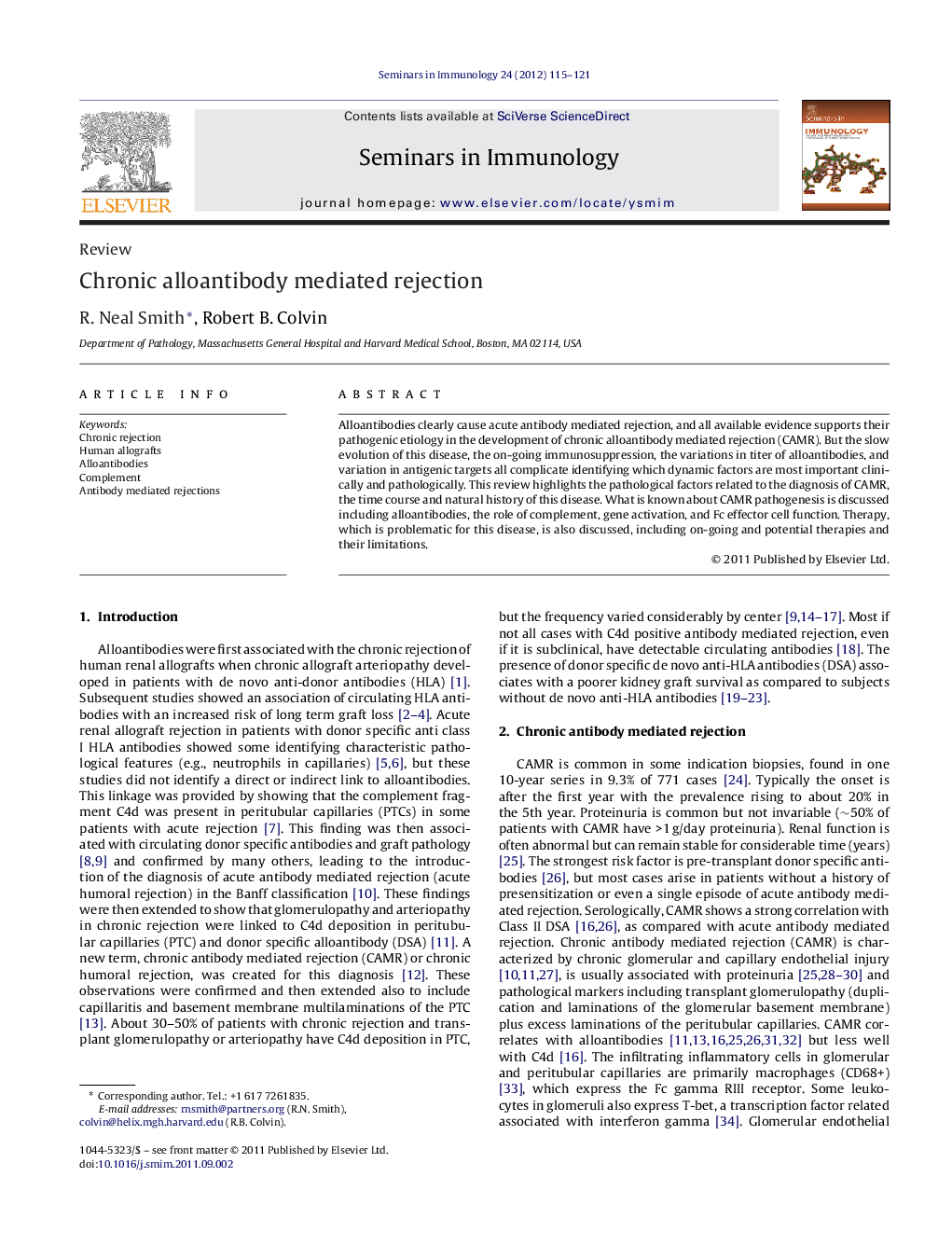 Chronic alloantibody mediated rejection