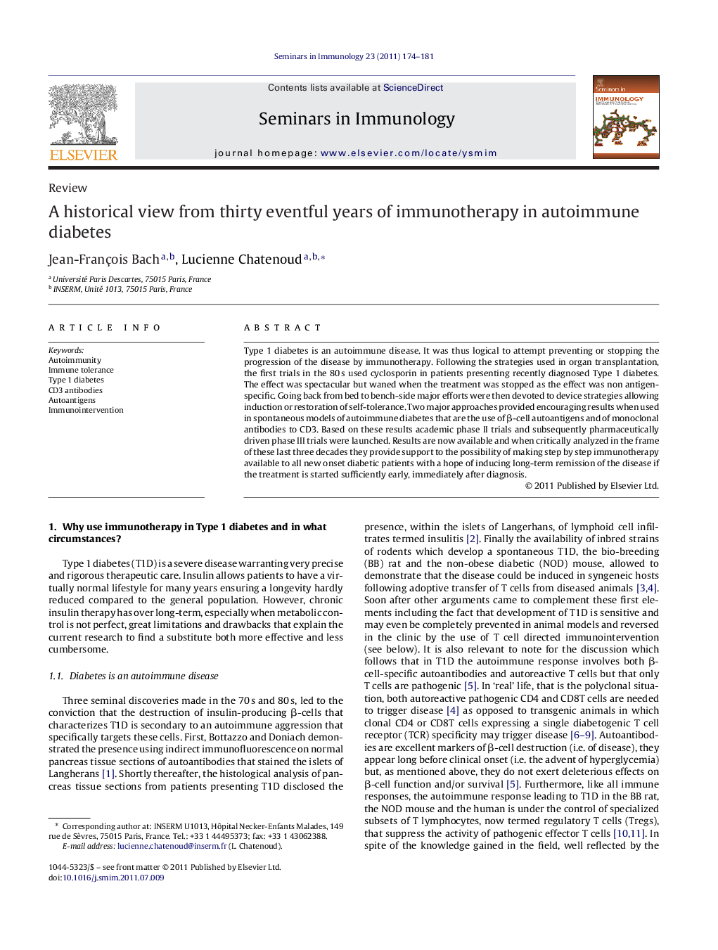 A historical view from thirty eventful years of immunotherapy in autoimmune diabetes