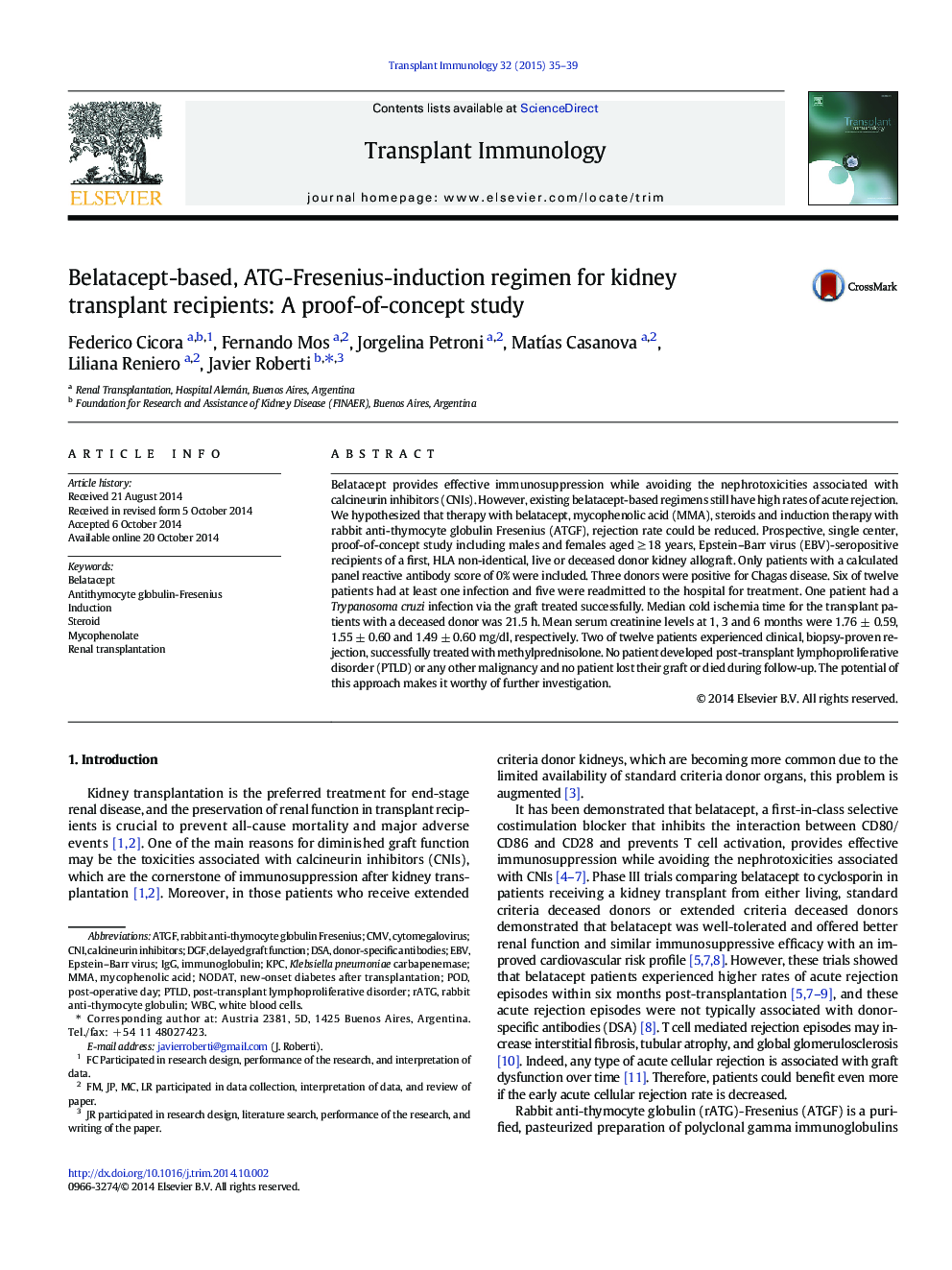 Belatacept-based, ATG-Fresenius-induction regimen for kidney transplant recipients: A proof-of-concept study