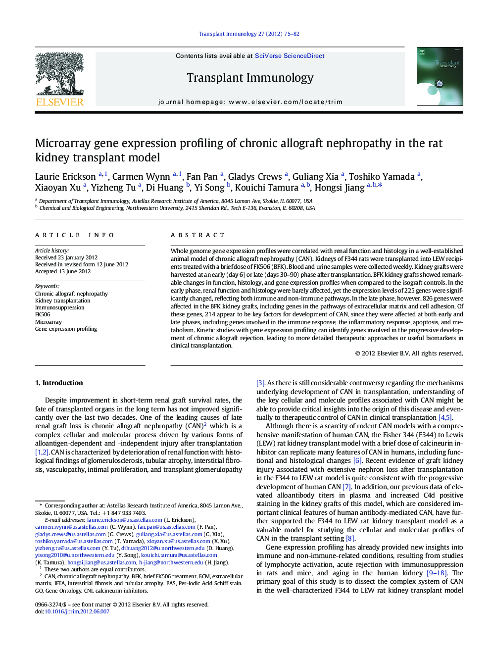 Microarray gene expression profiling of chronic allograft nephropathy in the rat kidney transplant model