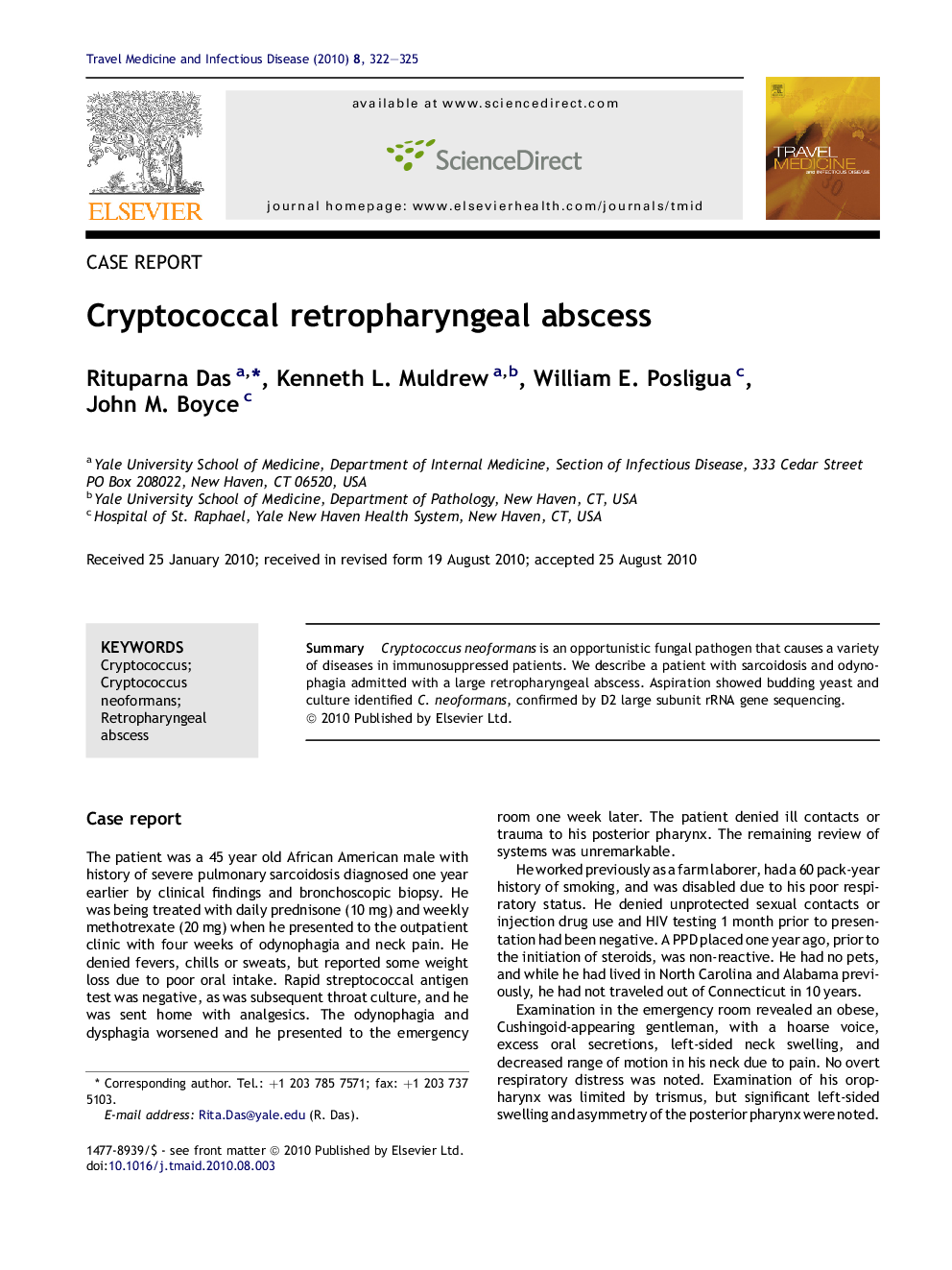 Cryptococcal retropharyngeal abscess