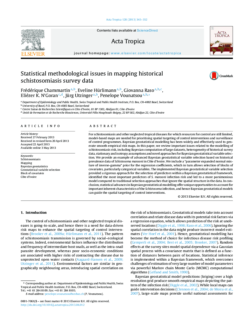 Statistical methodological issues in mapping historical schistosomiasis survey data