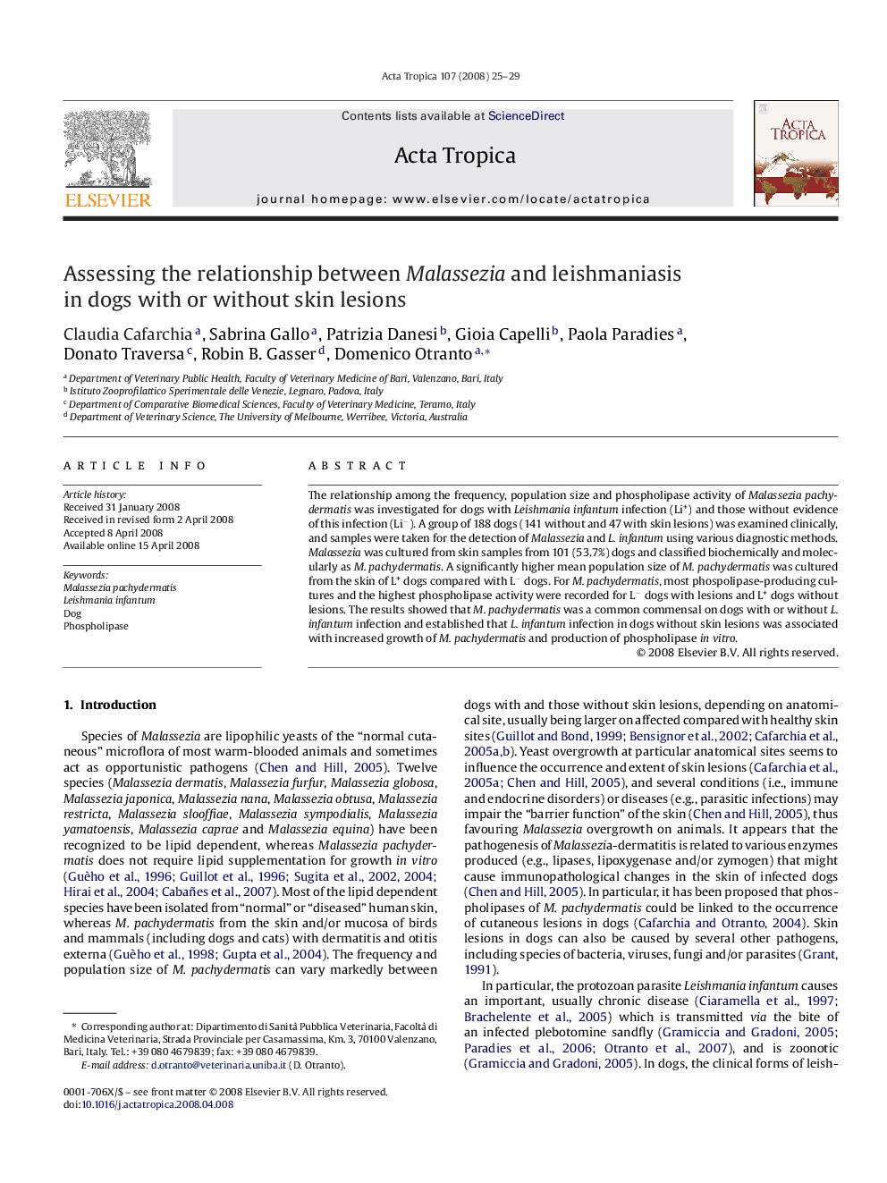 Assessing the relationship between Malassezia and leishmaniasis in dogs with or without skin lesions