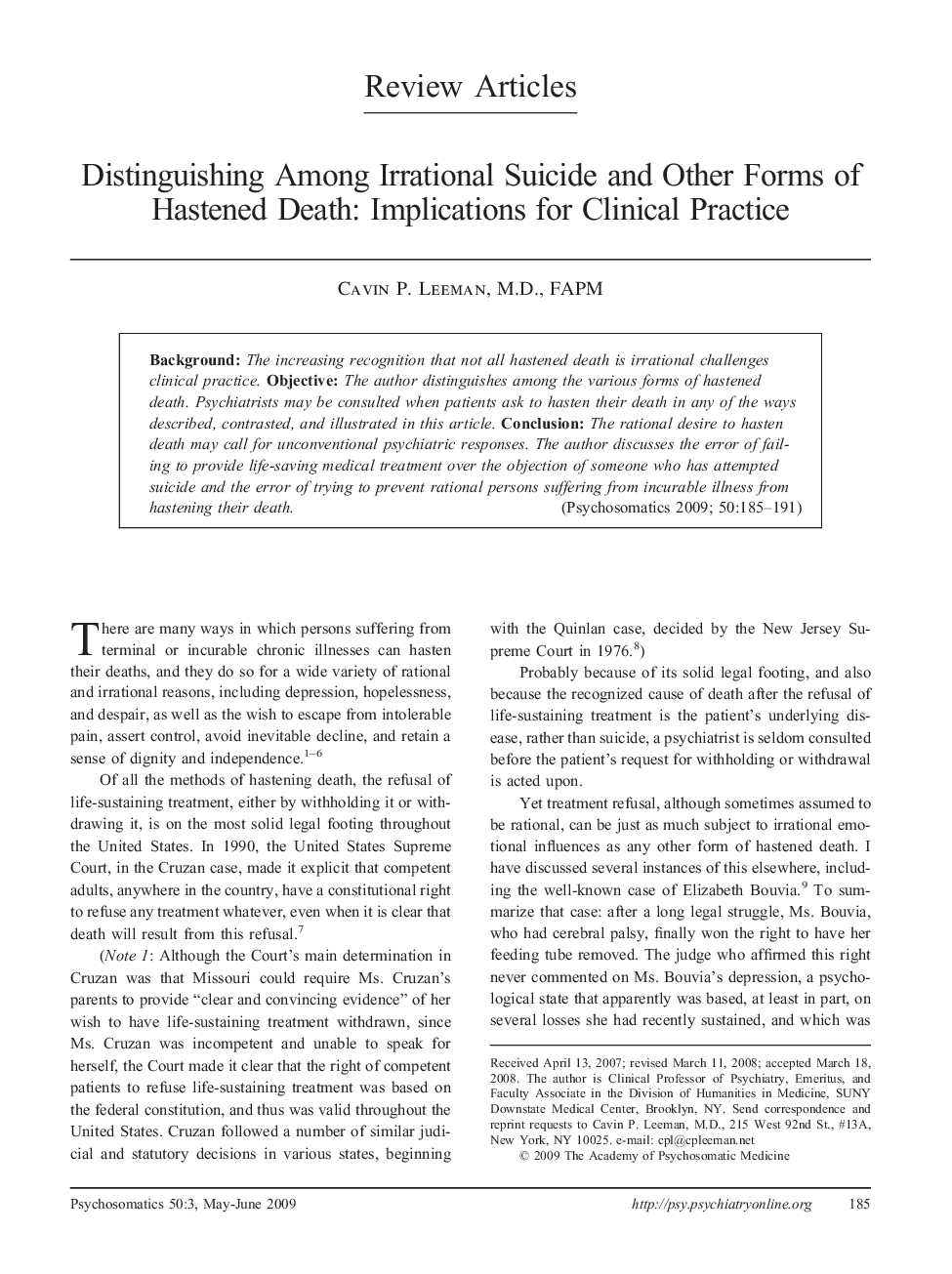 Distinguishing Among Irrational Suicide and Other Forms of Hastened Death: Implications for Clinical Practice