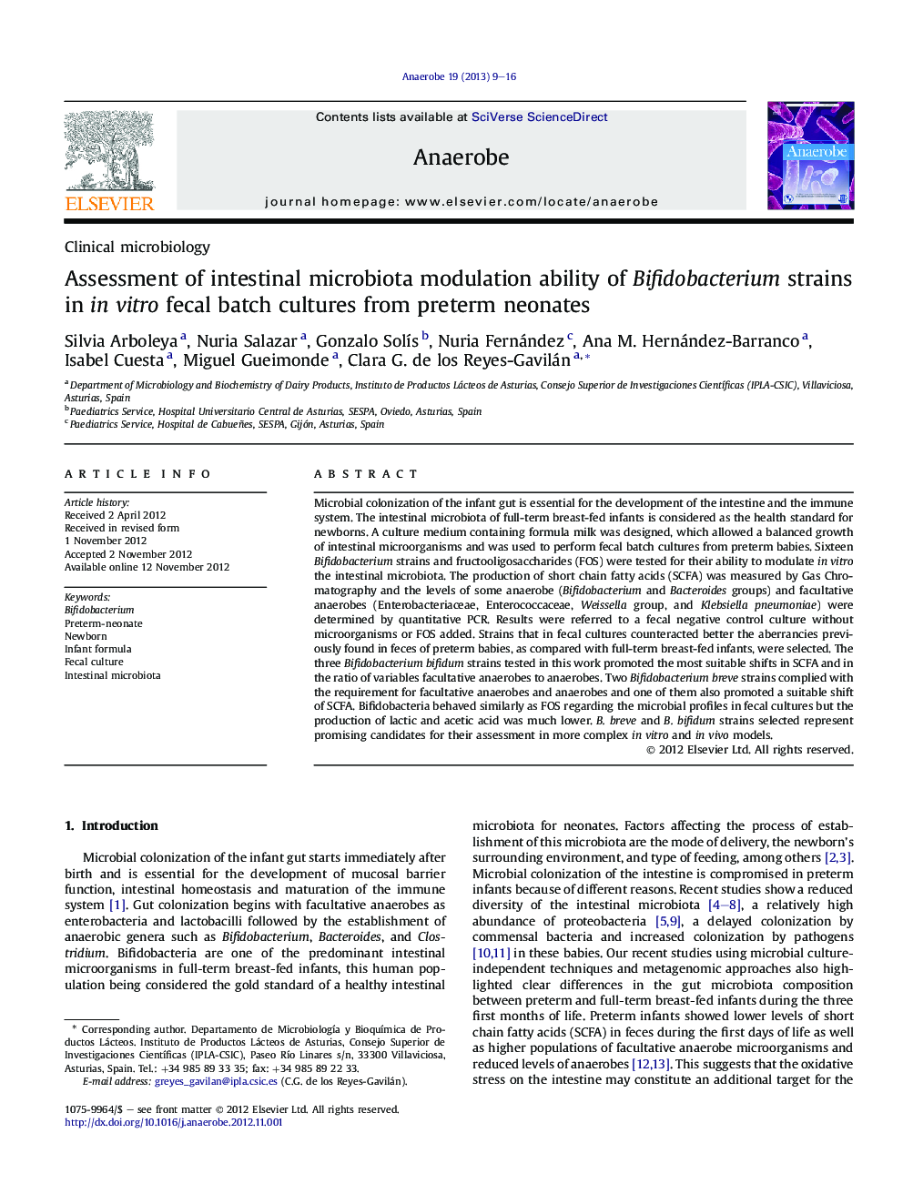 Assessment of intestinal microbiota modulation ability of Bifidobacterium strains in in vitro fecal batch cultures from preterm neonates