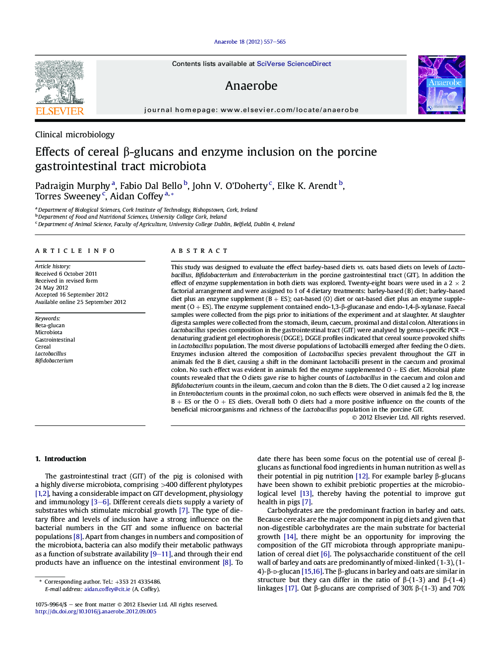 Effects of cereal β-glucans and enzyme inclusion on the porcine gastrointestinal tract microbiota