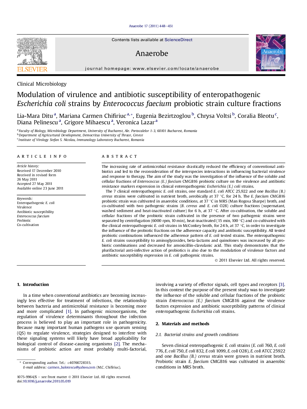 Modulation of virulence and antibiotic susceptibility of enteropathogenic Escherichia coli strains by Enterococcus faecium probiotic strain culture fractions