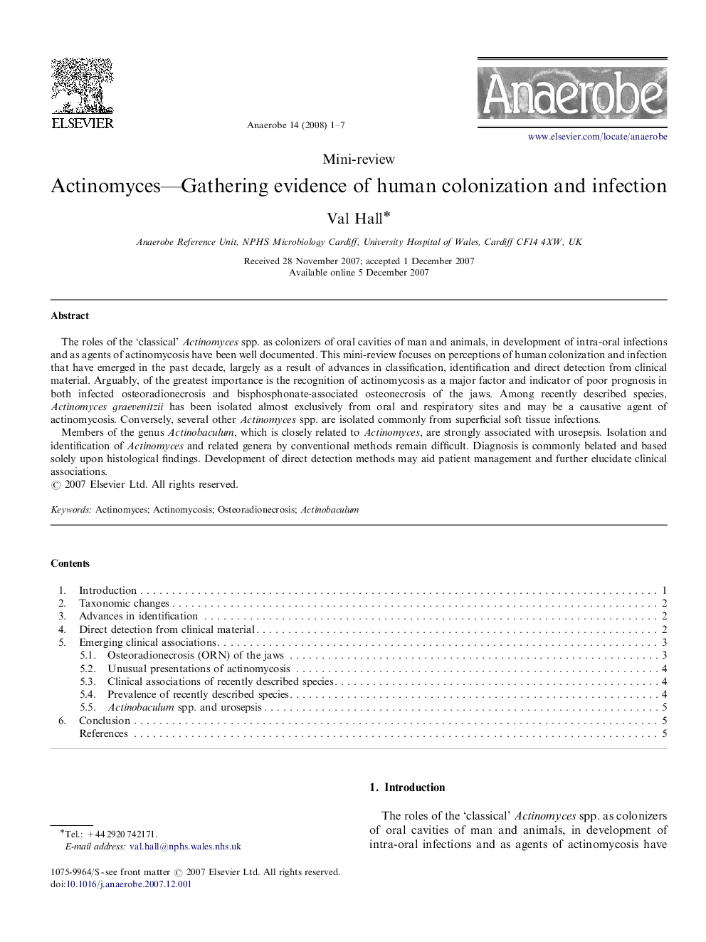 Actinomyces—Gathering evidence of human colonization and infection