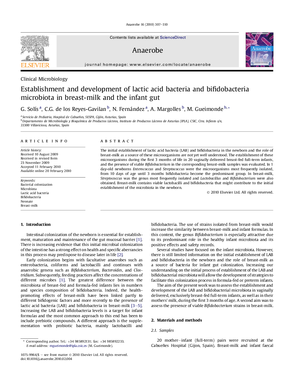 Establishment and development of lactic acid bacteria and bifidobacteria microbiota in breast-milk and the infant gut